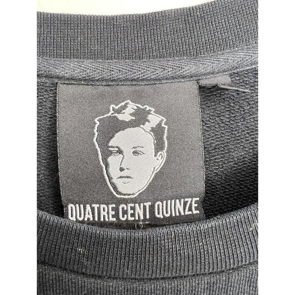 Quatre Cent Quinze Bird Embroidery Crewneck Cotton Black Sweatshirt Men Unisex L - Picture 9 of 9